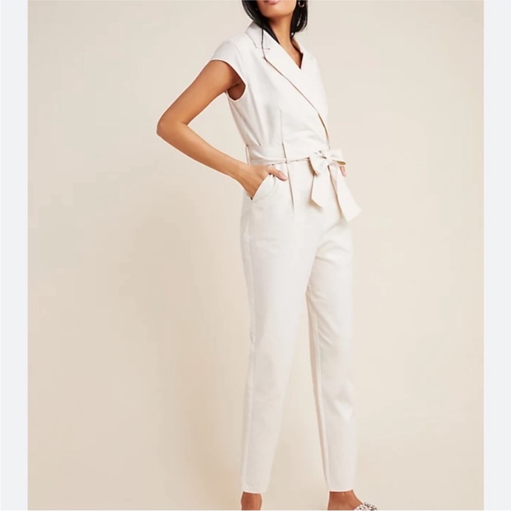 Anthropologie Eliza Jumpsuit in Ivory, Size 12